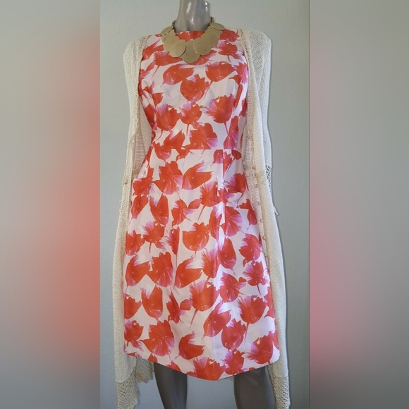 *$5,000 NEW OSCAR DE LA RENTA TULIP PINK ORANGE SILK MIKADO RUNWAY DRESS 8, 12 - Picture 3 of 12